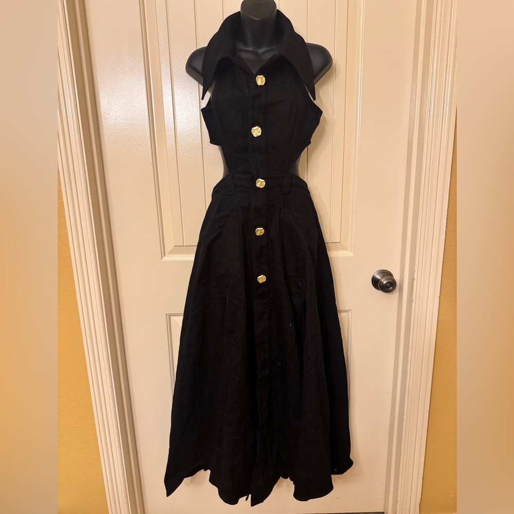 URBAN REVIVO Chic Black Maxi Dress for Women Size 4 / S - Picture 3 of 7
